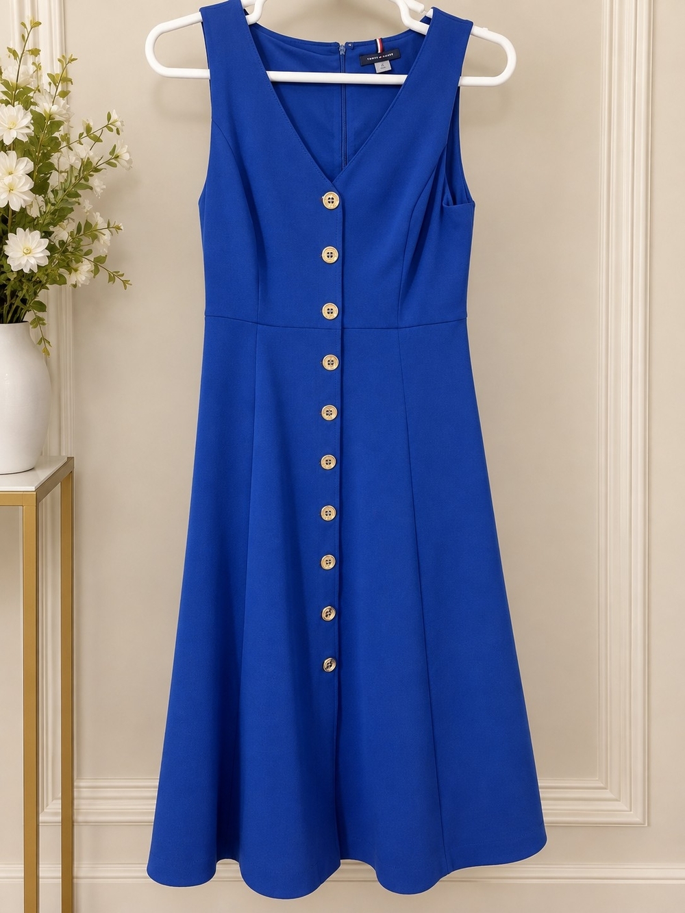 Tommy Hilfiger Cobalt Blue Button-Down Midi Dress